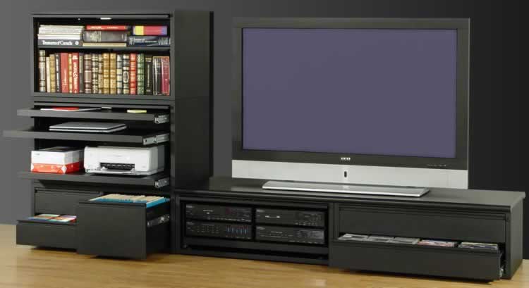 A complete media center, featuring storage for all your media, as well as your computer and home theater components.